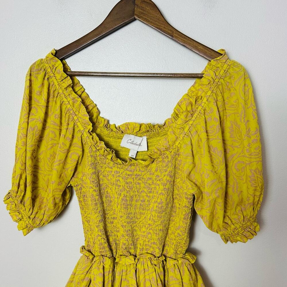 Cleobella Luna Mini Dress Women’s Size XS Organic Cotton Puff Sleeve Tiered - Picture 6 of 16